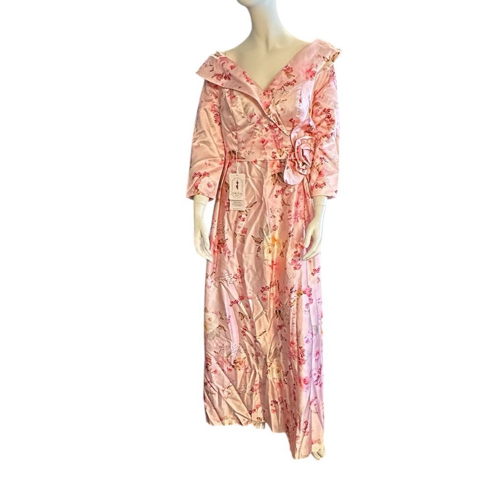 Elegant Pink Floral Long Sleeve Dress Pink Floral 14 NWT